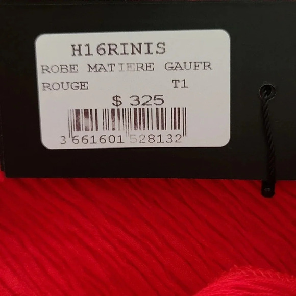 NWT Maje Rinis Red Textured Tie Back Dress - Picture 8 of 9